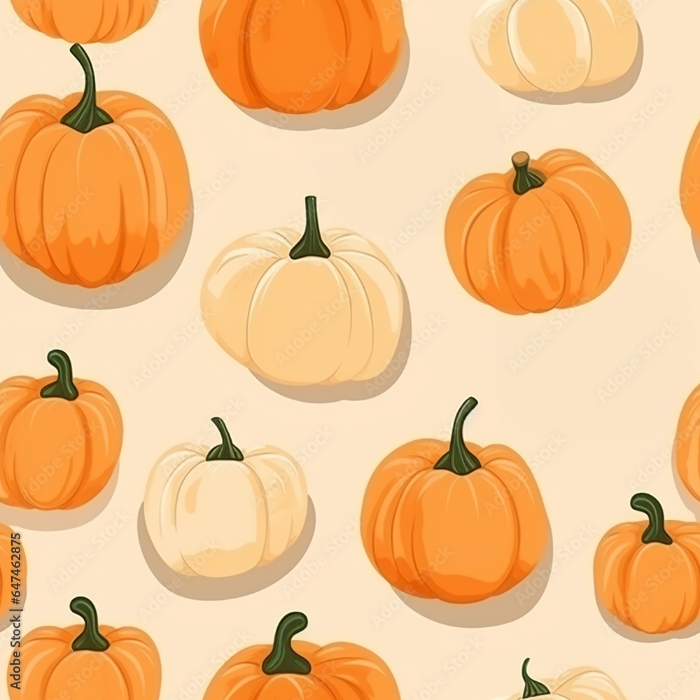 Halloween cute orange pumpkins illustration seamless pattern, pink and adorable,  gift packing and Halloween fabric pattern backgrounds.