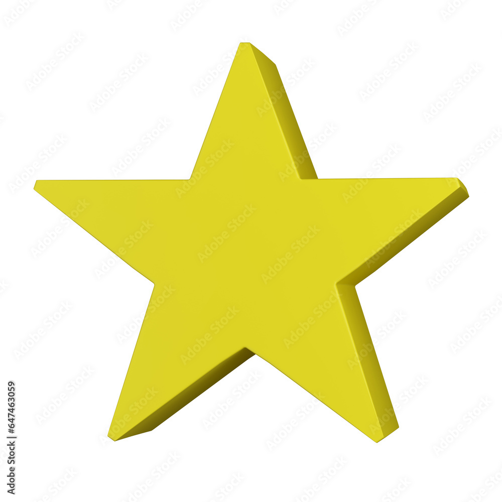 A 3D Yellow Star Illustration isolated on a white background A 3D Yellow Star Illustration isolated on a white background