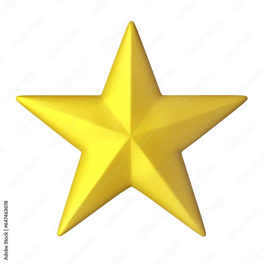 Fototapeta premium A 3D Yellow Star Illustration isolated on a white background