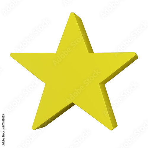 A 3D Yellow Star Illustration isolated on a white background