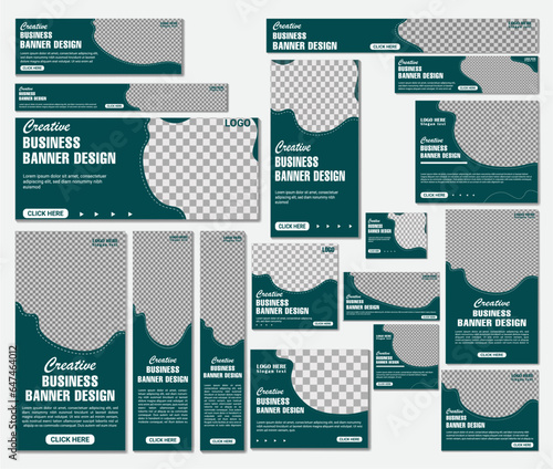 Set of creative and elegant web banners . Standard size, vertical, horizontal, and square design. Vector illustration design.