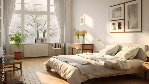 Inviting bedroom with cozy furniture, carpeted floor, and natural light from window.