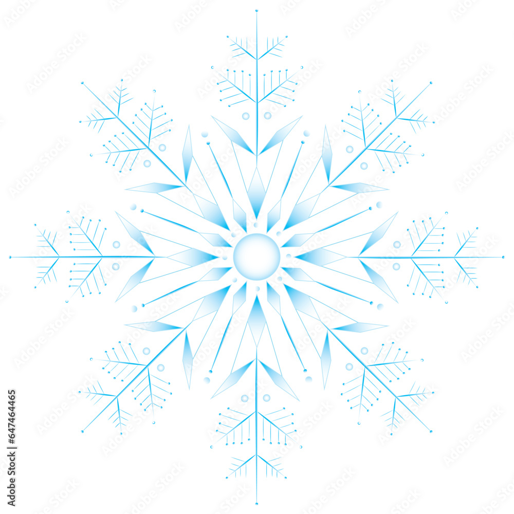 Obraz premium Lace snowflake icon, symbol, vector illustration. Single symbolic blue-white one snowflake, object isolated on white background.