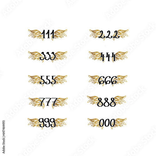angel numbers, logo with angel wings