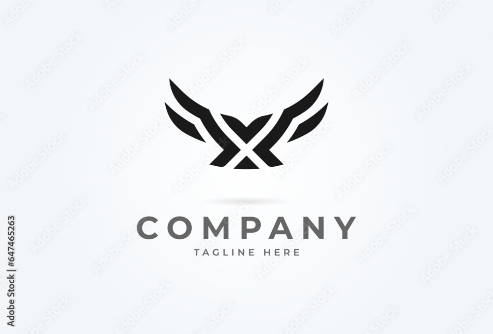 Initial X Wing logo. Modern letter X forming abstract bird. Flat Design Logo Template. vector illustration