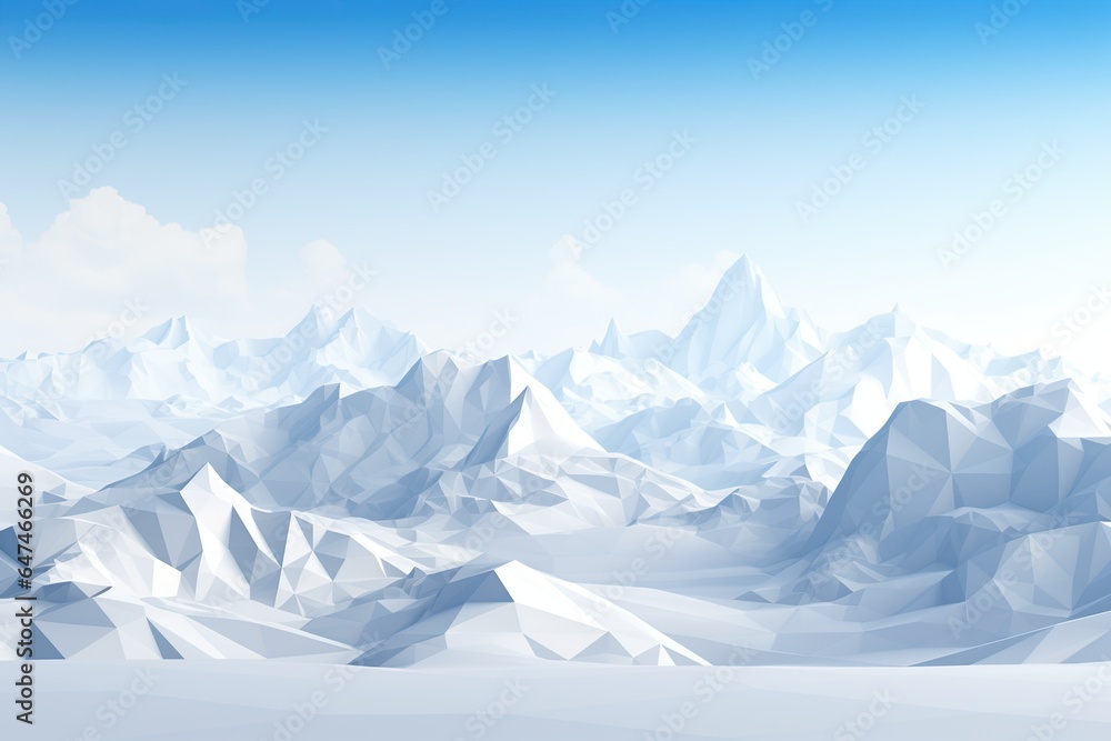 Polygonal art. Rocky snow peak, nature. Concept of modern nature illustration.