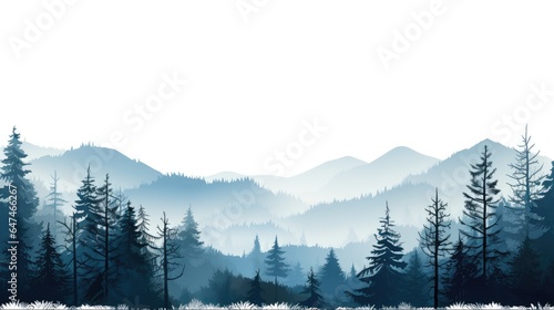 forest blackforest woods vector illustration banner landscape panorama - blue silhouette of spruce and fir trees, isolated on white background generative AI © Brandon