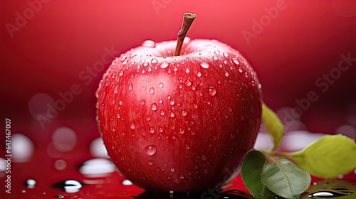 An apple on snow background design 