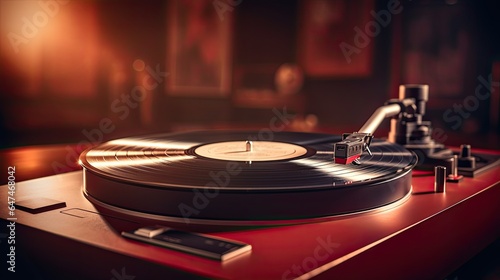 vintage retro vinyl turntable with record generative AI