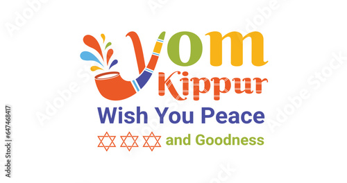 Yom Kippur Wish you peace and goodness text. Experience the Serene Beauty of Peace and Goodness in this Mesmerizing Illustration. Israel Holiday for the Judaism religion. Great for greeting card