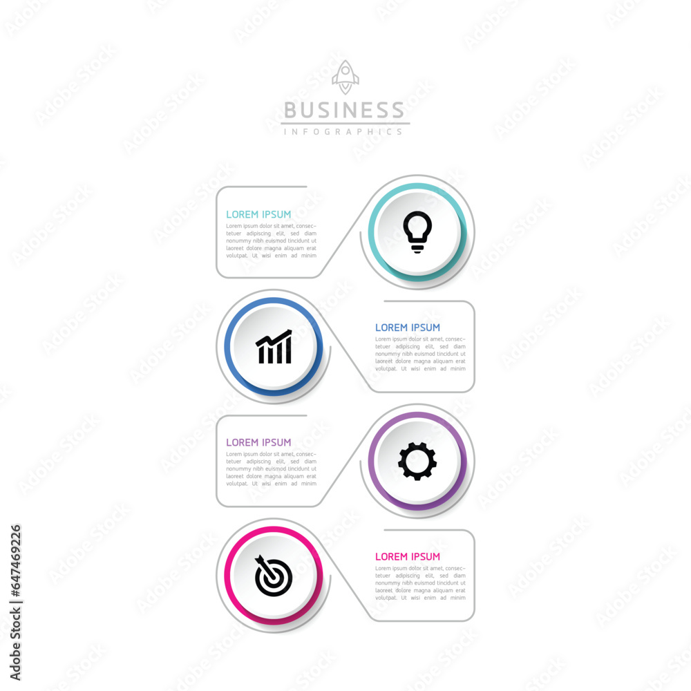 Fototapeta premium Vector infographic business presentation template with circular interconnection with 4 options.