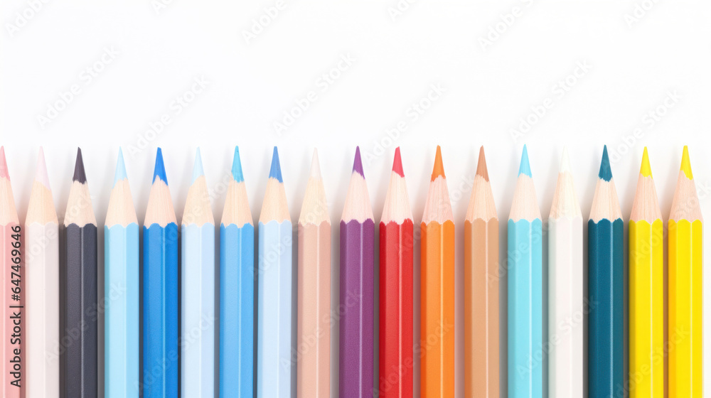 Close up colorful pencil on white background Close up colorful pencil on white background