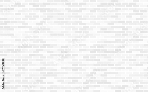 Simple grungy white brick wall with light gray shades seamless pattern surface texture background in horizontal banner format. Vector illustration.
