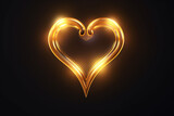 goldenes hell leuchtendes Herz mit Lichteffekten auf dunklem Hintergrund. Generative Ai.