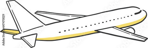 飛行機を斜め後ろから見た構図のイラスト素材