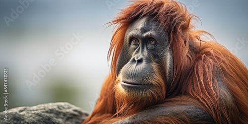 Realistic photos of very cute orangutan activities photo