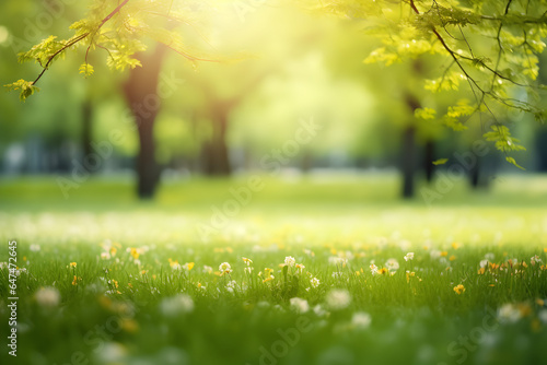 Beautiful blurred background image golden of spring summer. AI Generative