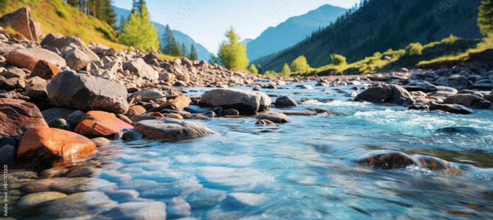 Fototapeta premium River stream. Generative AI technology.