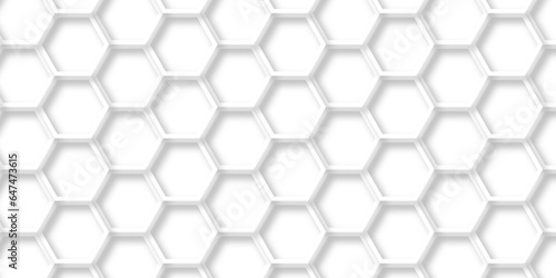 Seamless pattern with hexagons White Hexagonal Background. Computer digital drawing, background with hexagons, abstract background. 3D Futuristic abstract honeycomb mosaic white background. 