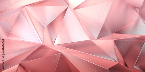 Rose Quartz Crystal Creative Abstract Geometric Wallpaper. Display graphic. Computer Screen Digiral Art. Abstract Bright Surface Geometrical Horizontal Background. Ai Generated Vibrant Texture Pattern