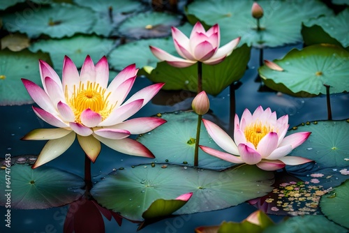 pink water lilies in water