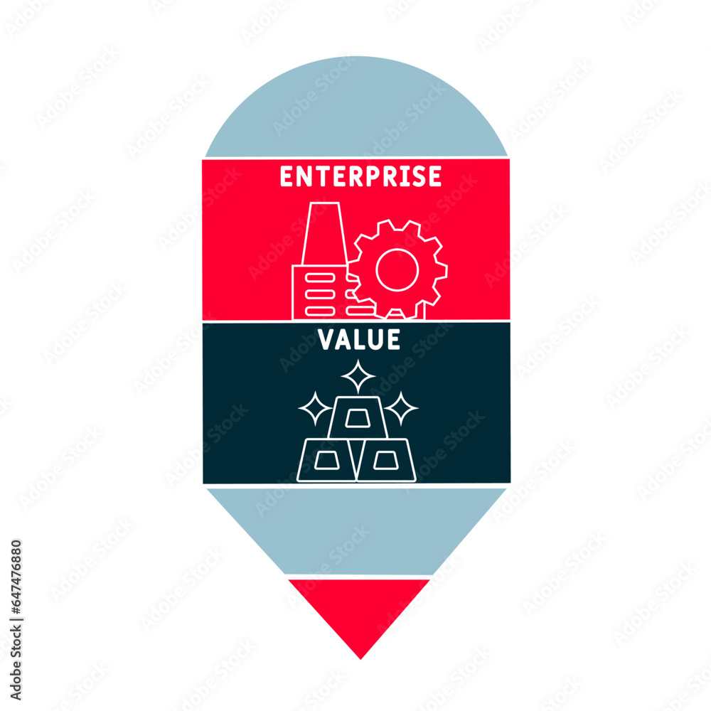 EV Enterprise Value acronym. business concept background.  vector illustration concept with keywords and icons. lettering illustration with icons for web banner, flyer, landing