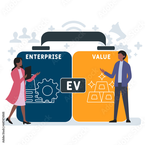 EV Enterprise Value acronym. business concept background.  vector illustration concept with keywords and icons. lettering illustration with icons for web banner, flyer, landing