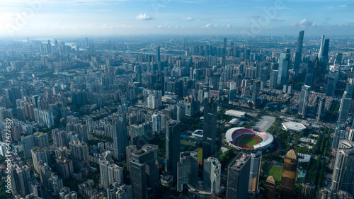 Guangzhou ,China - July 25,2023: Aerial view of landscape in Guangzhou city, China © lzf