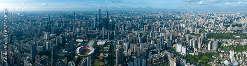 Guangzhou  China - July 25 2023  Aerial view of landscape in Guangzhou city  China