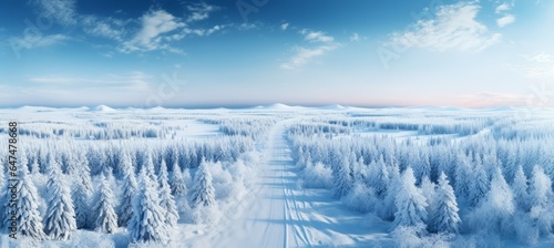 Snowy road lines. Generative AI technology.