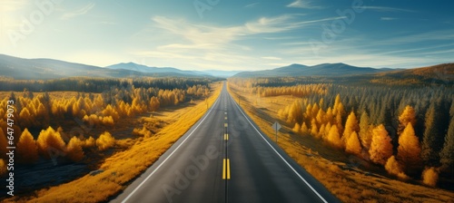 Autumn highway. Generative AI technology.