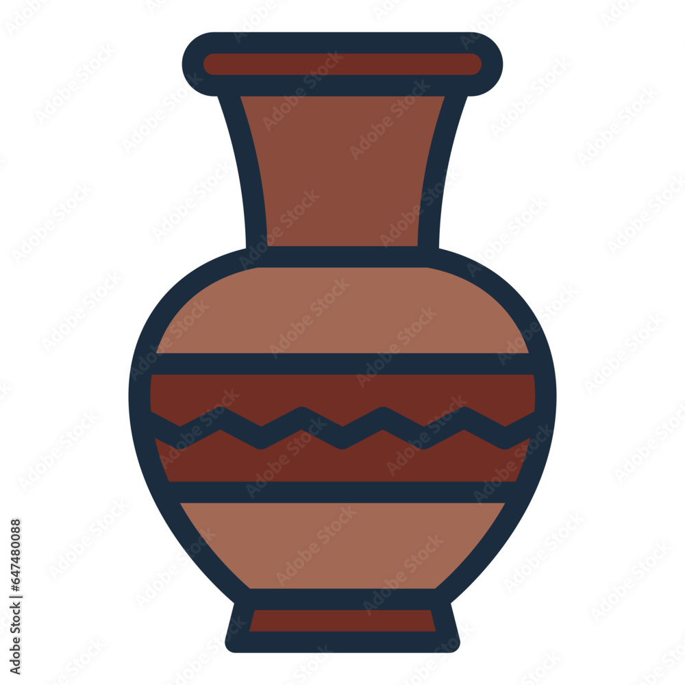Vase Pottery filled line icon