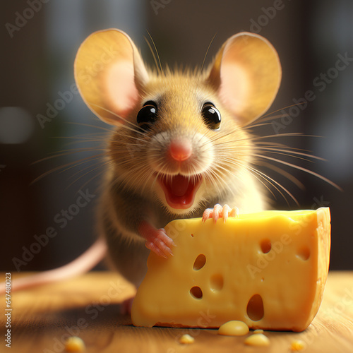 photo of a mouse eating cheese