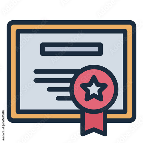 Certificate filled line icon