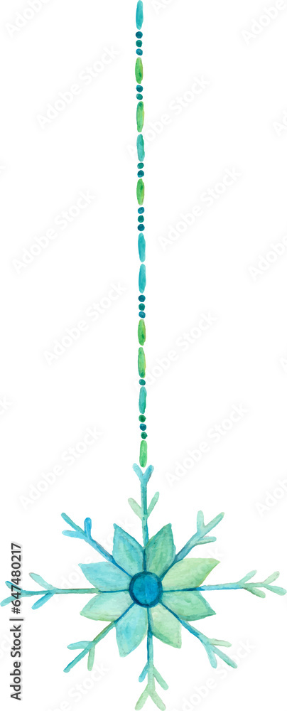 Obraz premium Watercolor blue snowflake 