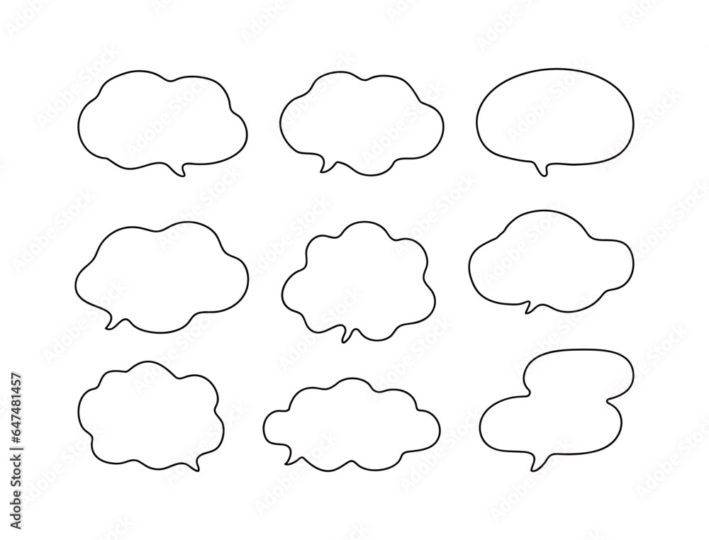 Set of hand drawn doodle style speech bubble, chat, story and message illustrations. Set of hand drawn doodle style speech bubble, chat, story and message illustrations.