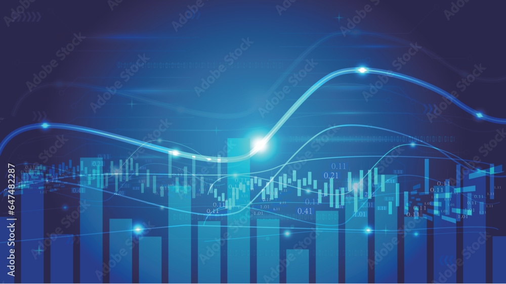 Bar chart with K-line Fintech sense Spatial concept background Bar chart with K-line Fintech sense Spatial concept background