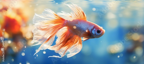 Betta fish on water. Generative AI technology. © Hero Design