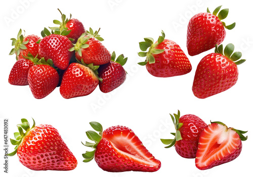 Set of strawberries isolated on white background