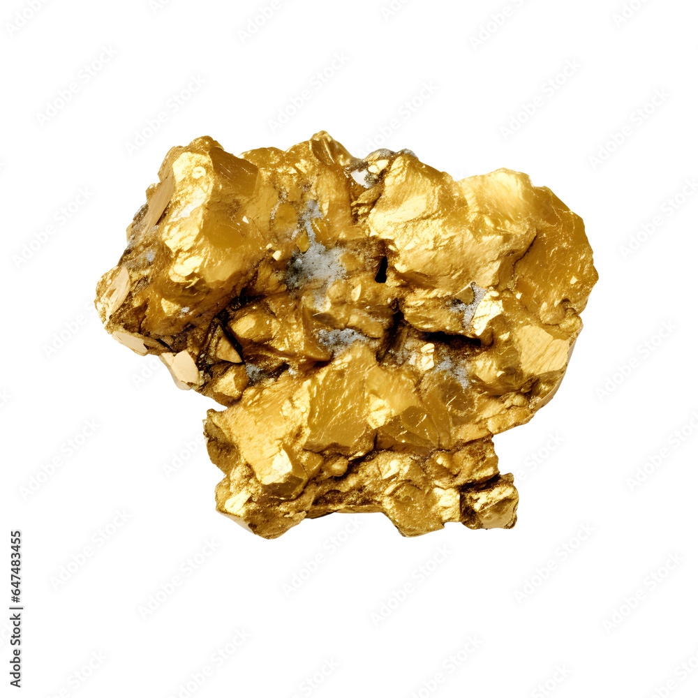 Raw Gold Nugget Isolated on Transparent Background

