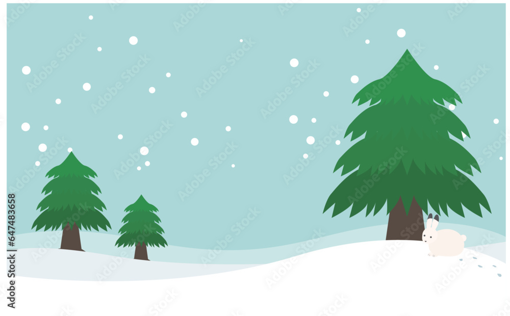 もみの木と雪原と雪の背景ベクターイラスト もみの木と雪原と雪の背景ベクターイラスト
