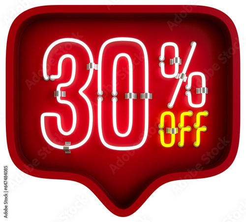 3D Red Balloon With 30 Percent Off Discount Neon Lamp
