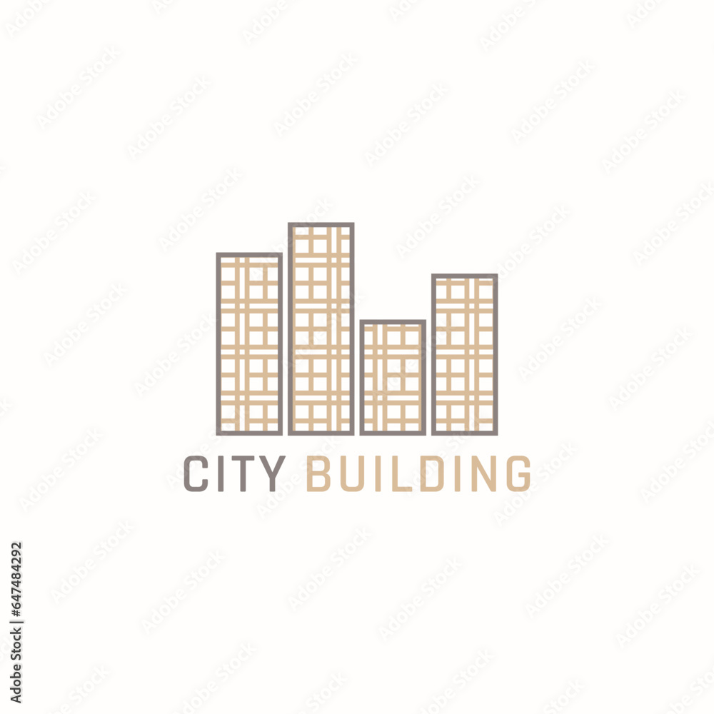 City building logo with unique lines. Suitable for property and apartment businesses.