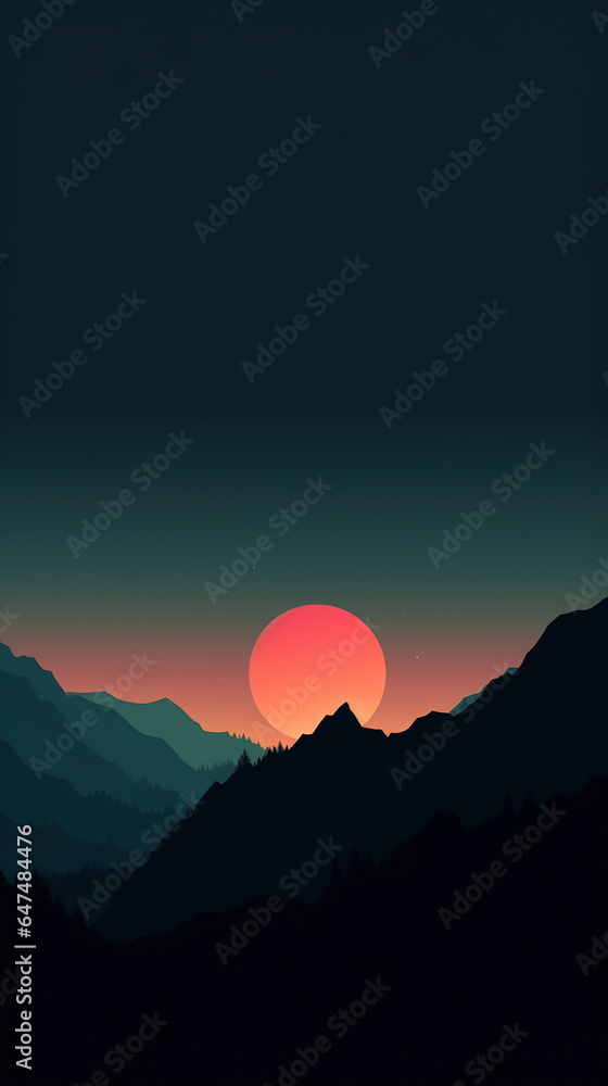 Fototapeta premium AI generated illustration sunset over the mountain