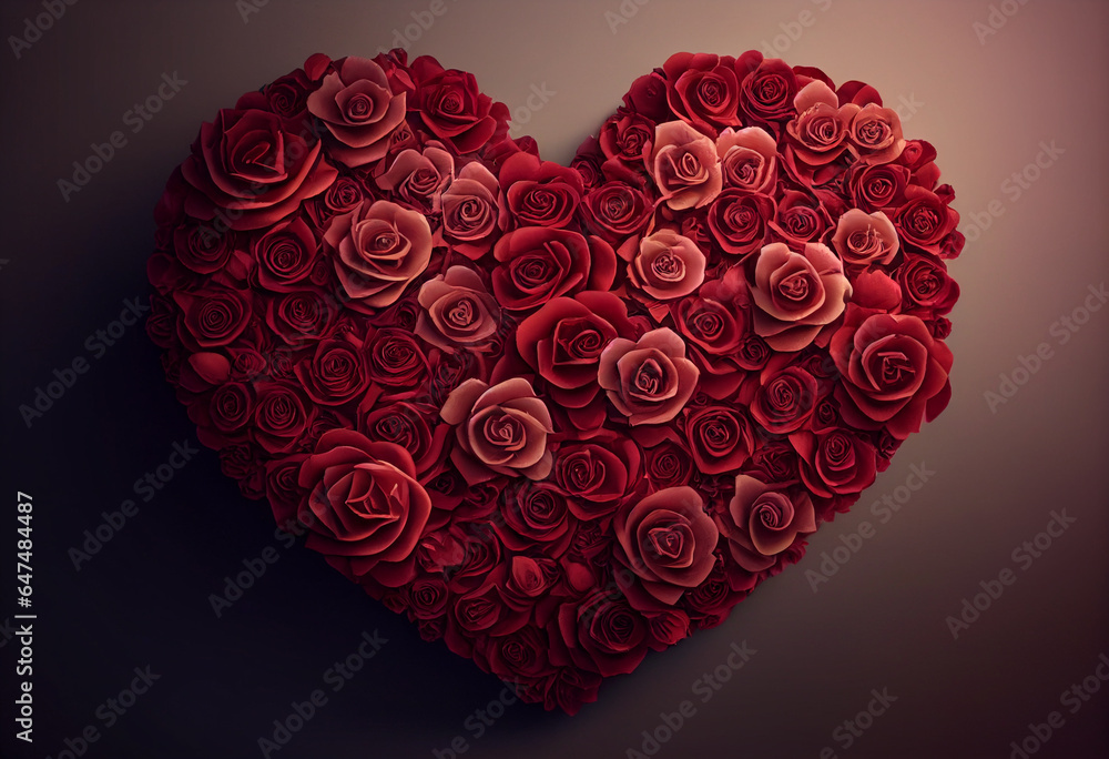 AI generated illustration heart-shaped rose