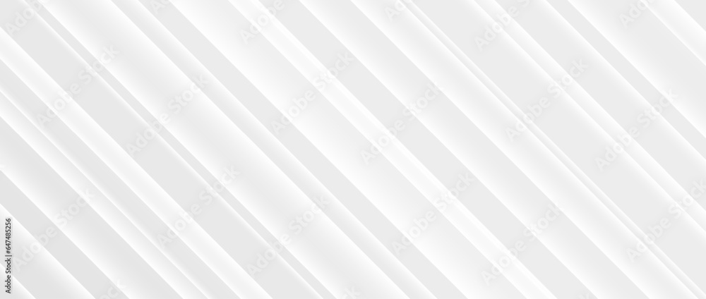 Obraz premium Diagonal grey gradient lines background. Abstract gray and white stripes wallpaper. Universal tech backdrop. Soft oblique silver template for banner, flyer, brochure, presentation. Vector illustration