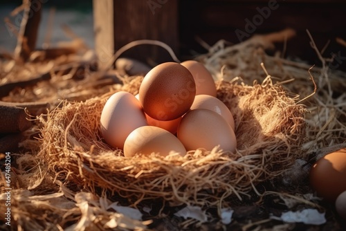 Agriculture, chicken eggs, farm in the countryside
