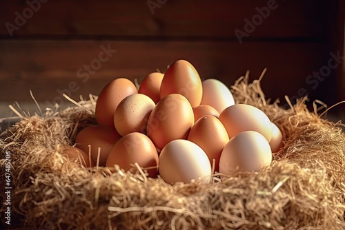 Agriculture, chicken eggs, farm in the countryside