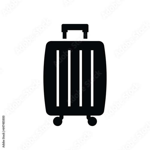 Travel suitcase with wheel icon design. wheeled travel bag with hand. Plastic travel suitcase, isolated on white background. vector illustration