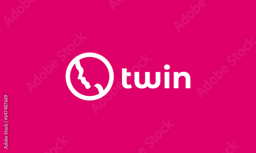 twins logo pictogram style in pink background. simple, modern, sophisticated